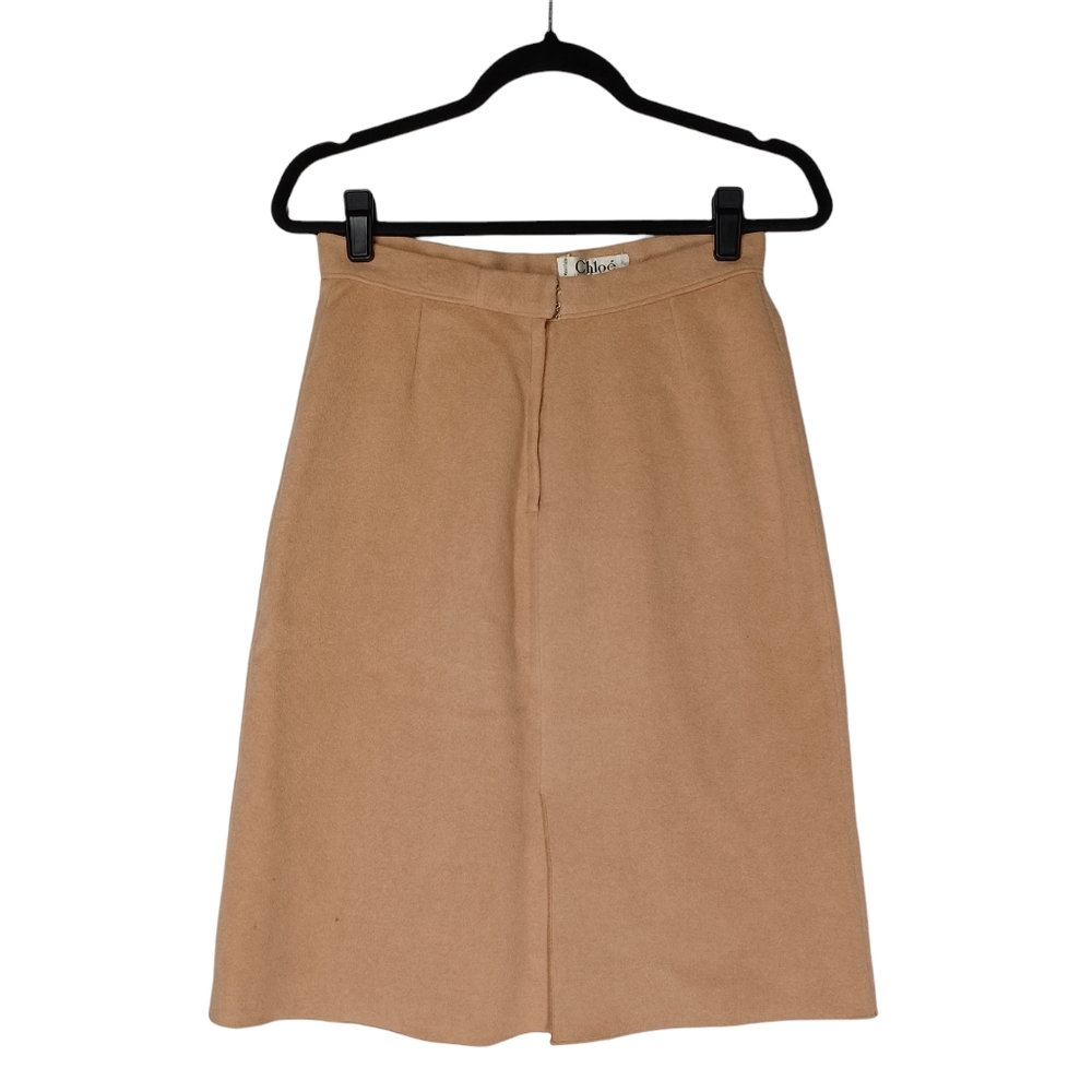 CHLOE Camel Wool Light Brown A Line Luxury Skirt Small